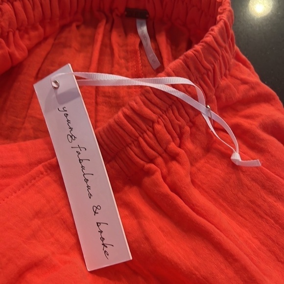NWT Young Fabulous & Broke YFB Split Tie Wide Leg Pants Coral - Picture 9 of 10